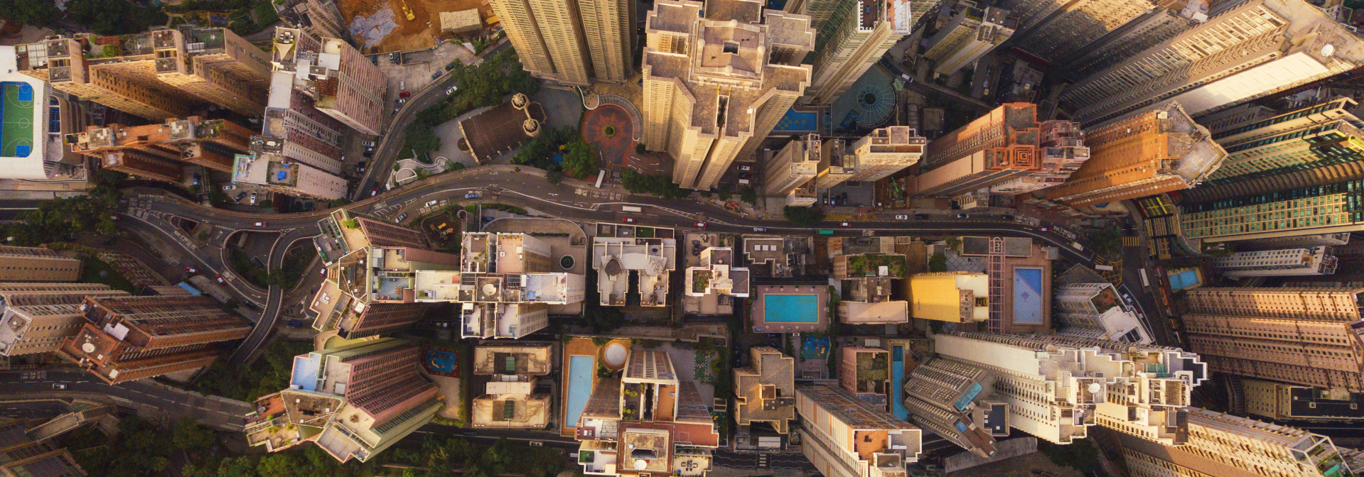Aerial view of Hong Kong Downtown, Republic of China.